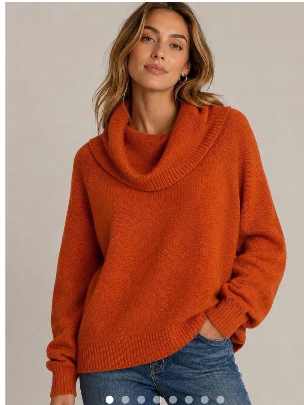 Anthropologie Orange Cowl-Neck Pullover Sweater